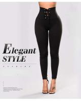 Body elástico de yoga negro de cintura alta para mujer, correa de cintura cerrada, protección de piernas, moda de gimnasio, leggings realzados de cadera - details 0