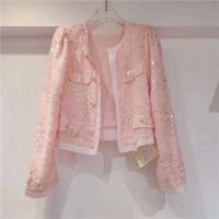 Chaqueta Chic de Lentejuelas Estilo Coreano para Mujer Primavera 2024 Versátil, Delgada, Manga Larga, Moda Socialita - details 5