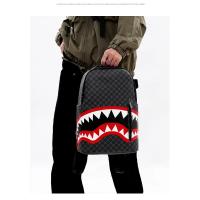 Mochila Simple con personalidad a la moda con boca de tiburón para hombre, mochila escolar a cuadros para estudiantes de secundaria, mochila para ordenador - details 5