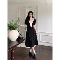 Vestido Vintage de Talla Grande con Cuello Redondo y Lazo Vestido Adelgazante de Estilo Veraniego para Ocultar la Forma del Cuerpo con Diseño Elegante - details 3