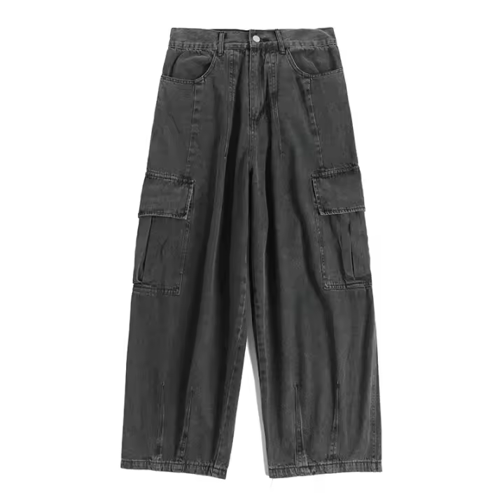 2025 pantalones anchos bla de talla grande streetwear hip-hop Haruku moda pantalones vaqueros de pierna recta para hombres - 1