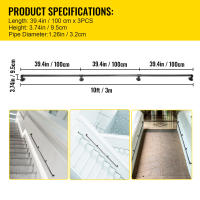 SucceBuy Pasamanos de escalera de tubo, pasamanos industrial de acero al carbono, montaje en pared para interiores y exteriores - details 3