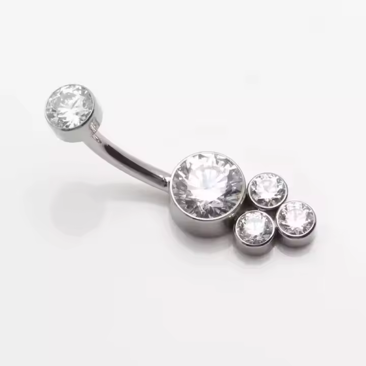 Barra de ombligo de circón de titanio g23, 14g, piercing interno roscado, anillos para el ombligo, joyería para el cuerpo, anillos para el ombligo, 1 ud. - 1