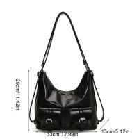 Mochilas con múltiples bolsillos de Color sólido estilo Y2K, bolso cruzado de cuero PU de gran capacidad, bolso de hombro, mochila para mujer - details 0