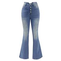 Jeans para mujer 2025, pantalones vaqueros acampanados con parte inferior acampanada para mujer, pantalones vaqueros con corte de bota de pierna ancha y cintura alta, pantalones vaqueros elásticos. - details 3