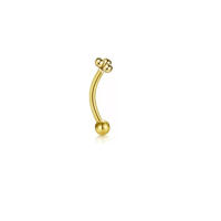 Pendiente de aro con forma de bola de plátano para mujer, aretes de hélice para el cuerpo, joyería de acero inoxidable para cejas, Piercing, pasador curvo, 2 uds. - details 5