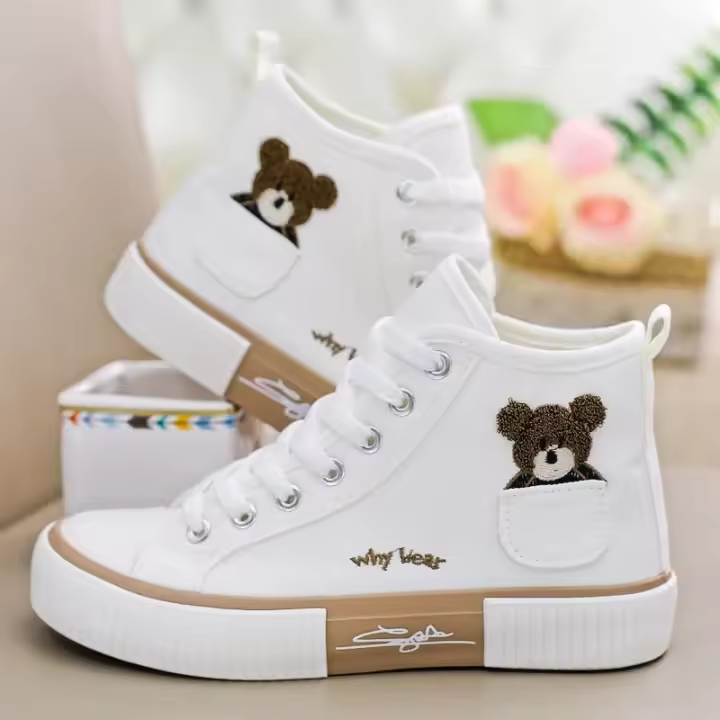 Zapatos de lona bonitos para Mujer, zapatillas transpirables, Zapatos deportivos de marca para Mujer, Zapatos planos vulcanizados informales, Zapatos altos para Mujer - 1