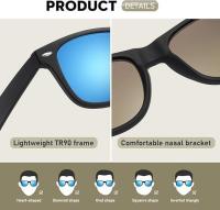 Polarizadas - Protección Retro Rectangular Gafas de sol Negro Unisex Clásico Ultraligero Tonos 3-negro Azul claro/Espejo - details 2