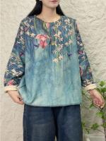 Jersey de gran tamaño con estampado Floral para mujer, suéteres cálidos, sueltos, clásicos, informales, moda coreana, lujo, Invierno - details 0
