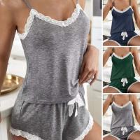 Conjunto de verano para mujer, chaleco, camiseta sexy sin mangas de color contrastante, pantalones cortos sueltos, ropa de dormir para mujer, ropa de dormir - details 1