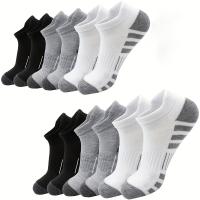 6pcs Calcetines de Tobillo a Rayas para Hombre - Cómodos y Transpirables, Mezcla de Poliéster y Spandex, Textura Acanalada, Surtido Multicolor para Atuendo Casual - details 0