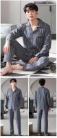 100% algodón para hombre, pantalones largos de manga larga para otoño e invierno, sección delgada de pijamas de mediana edad, ropa de dormir, traje para el hogar, ropa de descanso - details 14