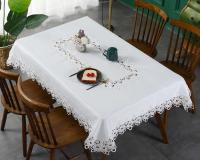 Battilo Ence mesa de comedor rectangular floral blanco bordado mantel impermeable, boda, fiesta, hogar - details 22