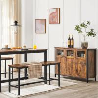 Aramrio de Almacenamiento, Aparador con Puertas de Cristal, para Comedor, Salón, Cocina, Estilo Industrial, Marrón Rústico y Negro - details 1