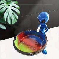 Decoración Retro Vintage Alien Cenicero de Mesa de Resina Hiphop Adorno de Bar para el Hogar y Oficina Accesorios de Fumado de Mano Crafts - details 6