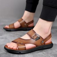 Sandalias de verano para hombre, cómodas sandalias de cuero con plataforma para exteriores, suela suave antideslizante, zapatos informales de trekking para verano, zapatos de playa para niño - details 2