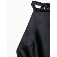 Vestido halter de satén estilo minimalista francés sin espalda para mujer, vestido midi con cremallera lateral y lazo, vestidos de - details 7