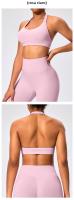 Sujetador deportivo de estilo europeo y americano con cuello halter, alta elasticidad, nylon mate, gran espalda abierta, top de yoga para mujeres - details 12