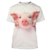 Interesante camiseta con estampado 3D de cerdo de talla grande para hombre, camiseta deportiva para exteriores Fiess, pantalón corto informal de calle transpirable de secado rápido, manga - details 1