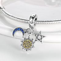 Abalorios de Plata 925 con Diseño de Sol, Estrella y Luna, Compatibles con Pulseras de Plata 925, Abalorios Originales para Hacer Joyería DIY para Mujer - details 1