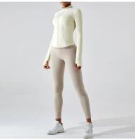 Top corto de Yoga para mujer, chaqueta deportiva de lana, abrigo de manga larga con cremallera completa, ropa deportiva informal para gimnasio - details 13