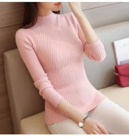 Suéter con volantes y cuello simulado para mujer, jerséis lisos de punto de manga larga, suéter informal a rayas para mujer, Otoño Invierno 2023 - details 8