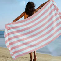 1 toalla de playa grande de rayas tejidas de colores, manta de cubierta de toalla de baño, piscina esencial gruesa, suave y altamente absorbente, toalla de viaje, baño, natación y camping, 70,87x35,43 pulgadas, decoración moderna para el baño, tela durade - details 6