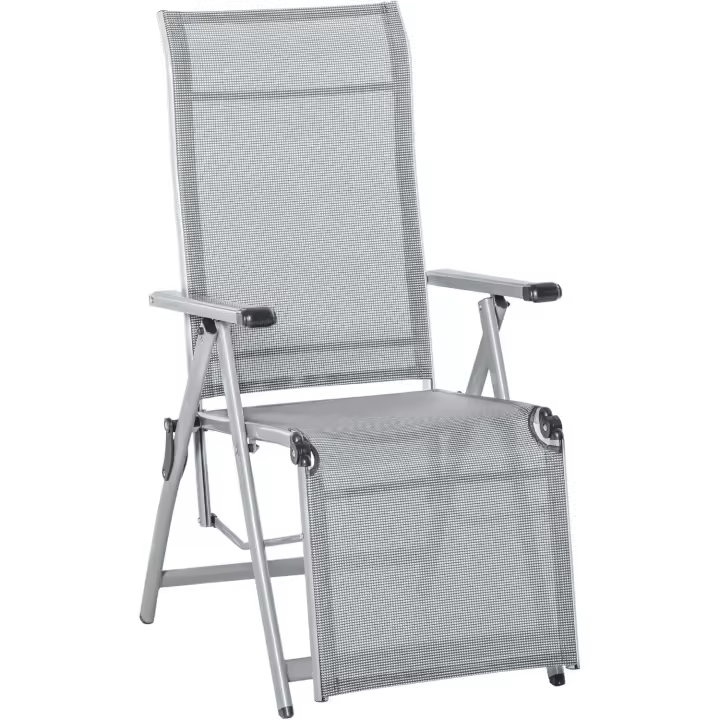 Plegable Jardín Sillón Playa Ajustable en 10 Posiciones con Respaldo Alto y Reposapiés Transpirable Carga Máx. 120 kg 78x58x110 cm Negro - 1