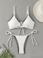 Conjunto de Bikini Bandage para mujer, traje de baño blanco con cordón, Bikini brasileño Sexy, 2024 - details 2