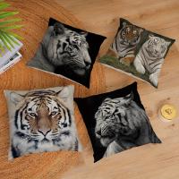 1 Funda De Almohada Con Diseño De Tigre De Animales, Funda De Lino nórdico Para Sofá De Sala De Estar - details 1