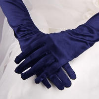 Guantes de satén para mujer, manoplas largas lisas de Color sólido, accesorios nupciales para boda, 38cm - details 1