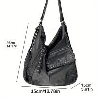 Bolso Convertible de Gran Capacidad Cuero Sintético Negro con Aros Tirantes Ajustables y Desmontables Cierre de Cremallera Ideal para Viajes, Compras, Uso Diario - details 1