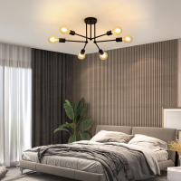 Lámpara de Araña Colgante Goeco con 6 Bases de Bombillas E27 Plafón de Techo Interior Negro para Sala de Estar Salón Dormitorio Estilo Tradicional Eficiencia de Energía Iluminación Retra Montaje Semiflush - details 3