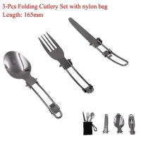 Utensilios de cocina largos, mochila, tenedor deportivo, cuchillo plegable de acero inoxidable y cuchara, juego de cubiertos para picnic y camping, villa - details 1