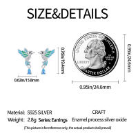 Pendientes de plata de ley 925 para mujer, aretes con forma de libélula y pájaro, joyería fina para boda, novedad - details 11
