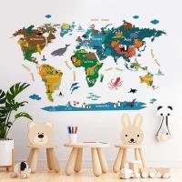 Pegatinas de Mapa Mundial de Dibujos Animados Autoadhesivas Vinílicas para Decoración de Pared de Habitación de Niños y Clase - details 2