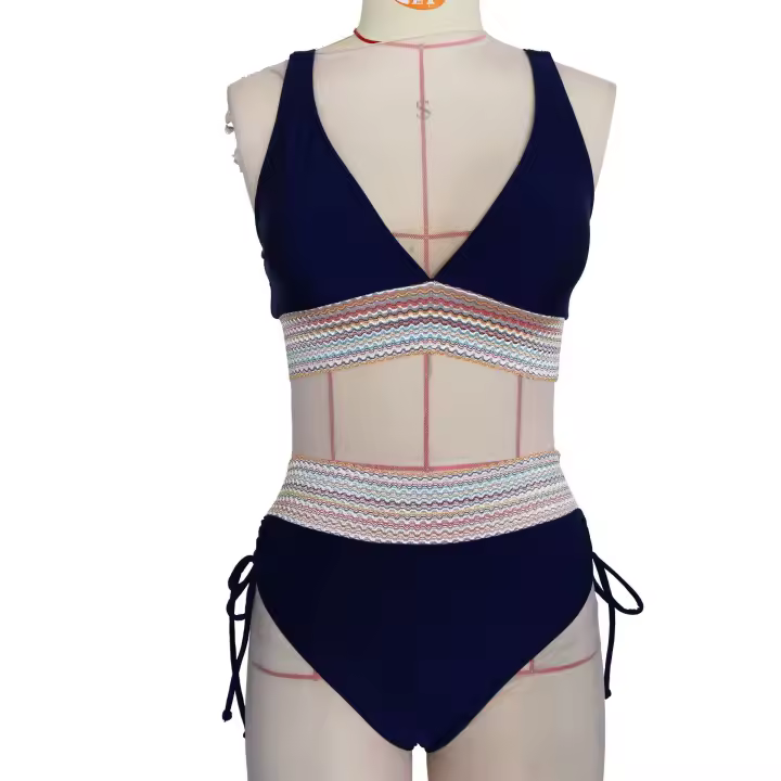Nuevo traje de baño dividido para mujer, bikini sexy, cintura alta, cubierta de vientre, traje de baño ajustado para el cuello - 1