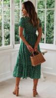 Vestido corto de verano con estampado Floral para mujer, Vestido corto de media manga, a la moda, para vacaciones y fiestas - details 4