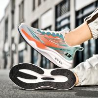 Zapatillas de correr de malla transpirable para hombre: zapatillas deportivas informales con diseño de rayas, con cordones, perfectas para primavera/verano/otoño - details 1