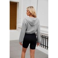 Sudadera con capucha y cremallera para mujer, estilo holgado, corto y plano, a la moda - details 15