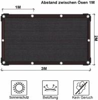 Tela de Sombra Solar con Ochilas Venta de Sombra Negra para Jardín Trasero al Aire Libre - details 2
