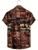 Camiseta Casual de Hombre con Encaje y Patrón Étnico Retro Estilo Campana Manga Corta Cierre de Botones Verano Vintage Camiseta de Hombre con Botones - details 13