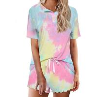 Conjunto de pijama Tie Dye para mujer, ropa de dormir para estar por casa, 2 piezas - details 4
