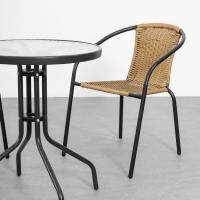 Conjunto de 2 Sillas de Jardín para Exterior |   2 Sillones de Ratán Natural y Acero para Balcón o Terraza |   Apilables |   Cómodas y resistentes | Conocimientos generales - details 5