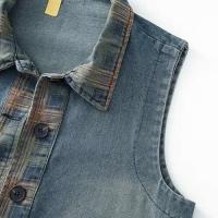 Chaleco Denim Retro para Mujer Chaleco Ajustado sin Mangas, Botón Único, Moda Casual de Primavera y Otoño, Novedad 2024 - details 16
