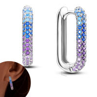 Pendientes de aro de Plata de Ley 925 para mujer, aretes de doble aro, regalos de joyería, regalo del Día de San Valentín - details 3