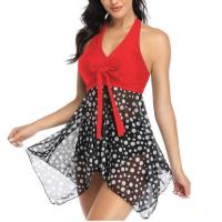 Bikini de leopardo sin mangas para mujer, Falda corta de talla grande, traje de baño de cintura alta, ropa de playa estampada sin espalda, 2XL XL - details 7