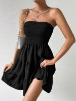 2025 ropa de mujer europea y americana verano nuevo top de tubo de un cuello vestido de textura versátil de color sólido - details 2