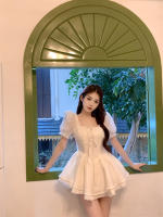 Vestido de Princesa veraniego para Niñas Cuello Cuadrado, Mangas de Burbuja, Cintura Ajustable para Lucir Delgada Versión Coreana - details 4