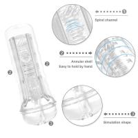 Masturbador masculino Leten de silicona suave, vagina, bomba transparente de bolsillo, copa de masturbación, juguetes sexuales para hombres - details 3